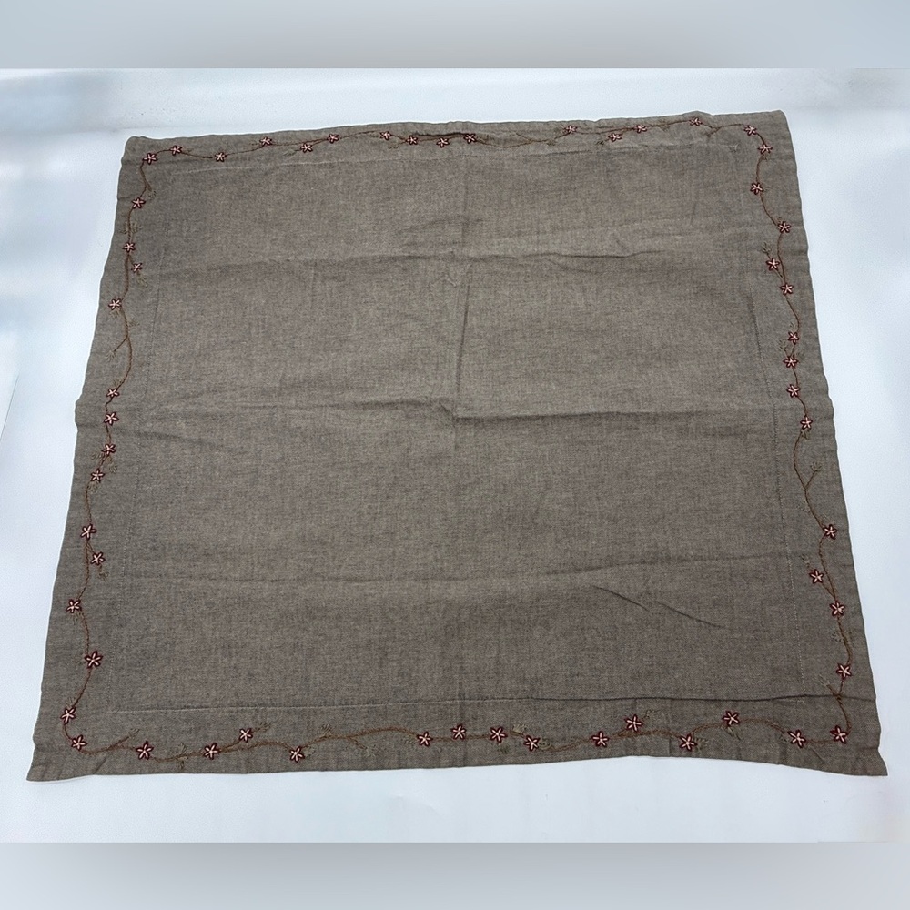 Pottery Barn Euro Sham Red Floral Embroidery Trim 30"x30" Pillow Cover Farmhouse